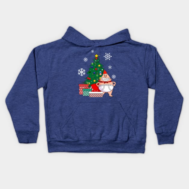 Captain Underpants Around The Christmas Tree Kids Hoodie by Nova5